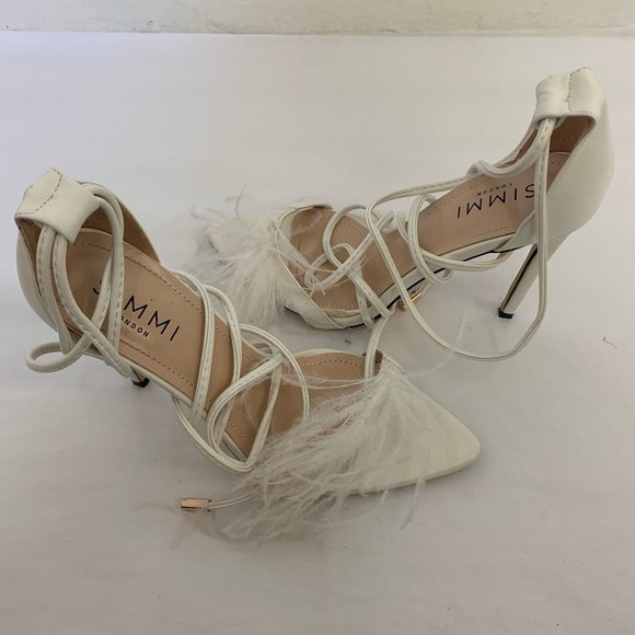 white feather heels
